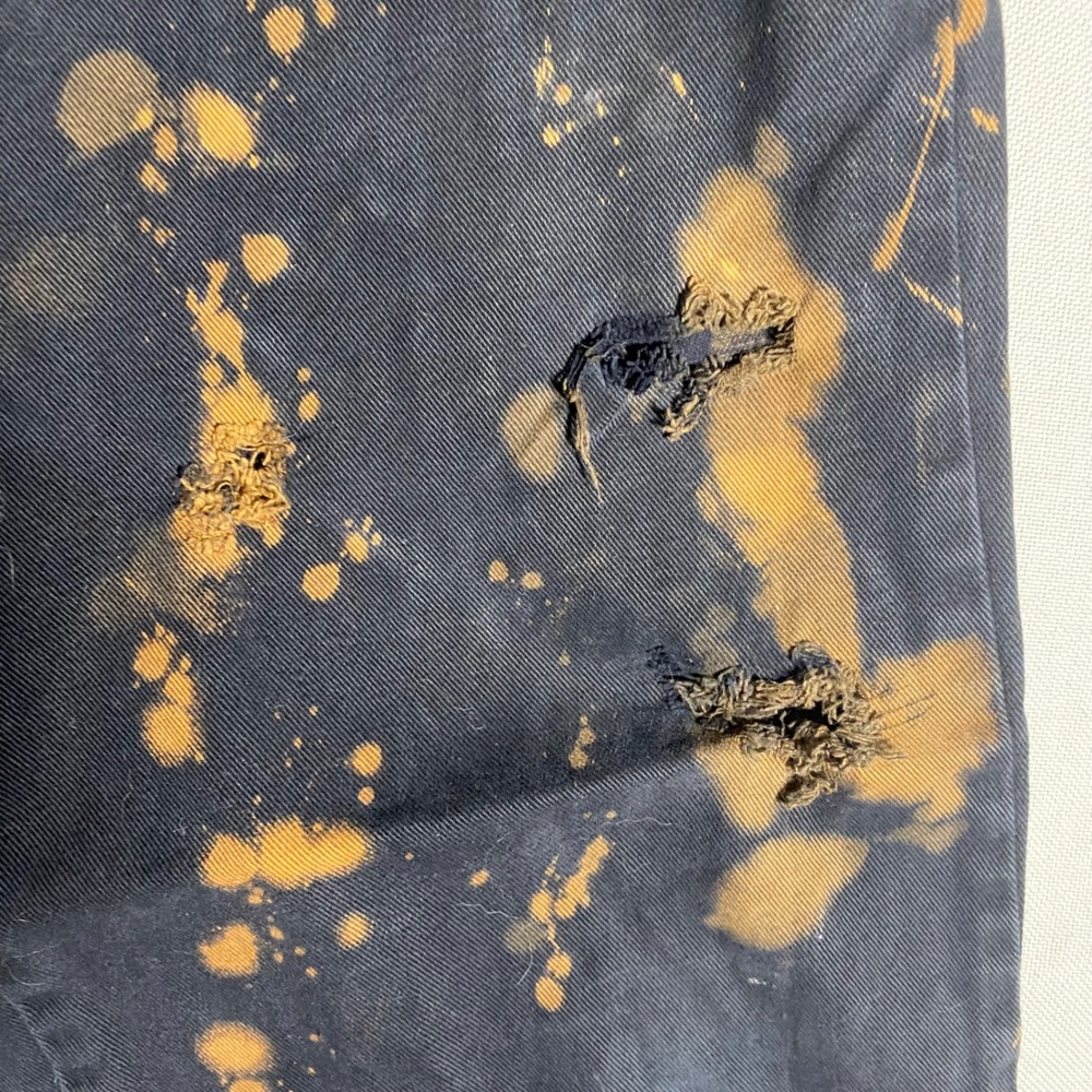 Raw Edge Grunge Y2K Bleach Splatter Distressed Carpenter Jeans Black 34x34 - Picture 6 of 14